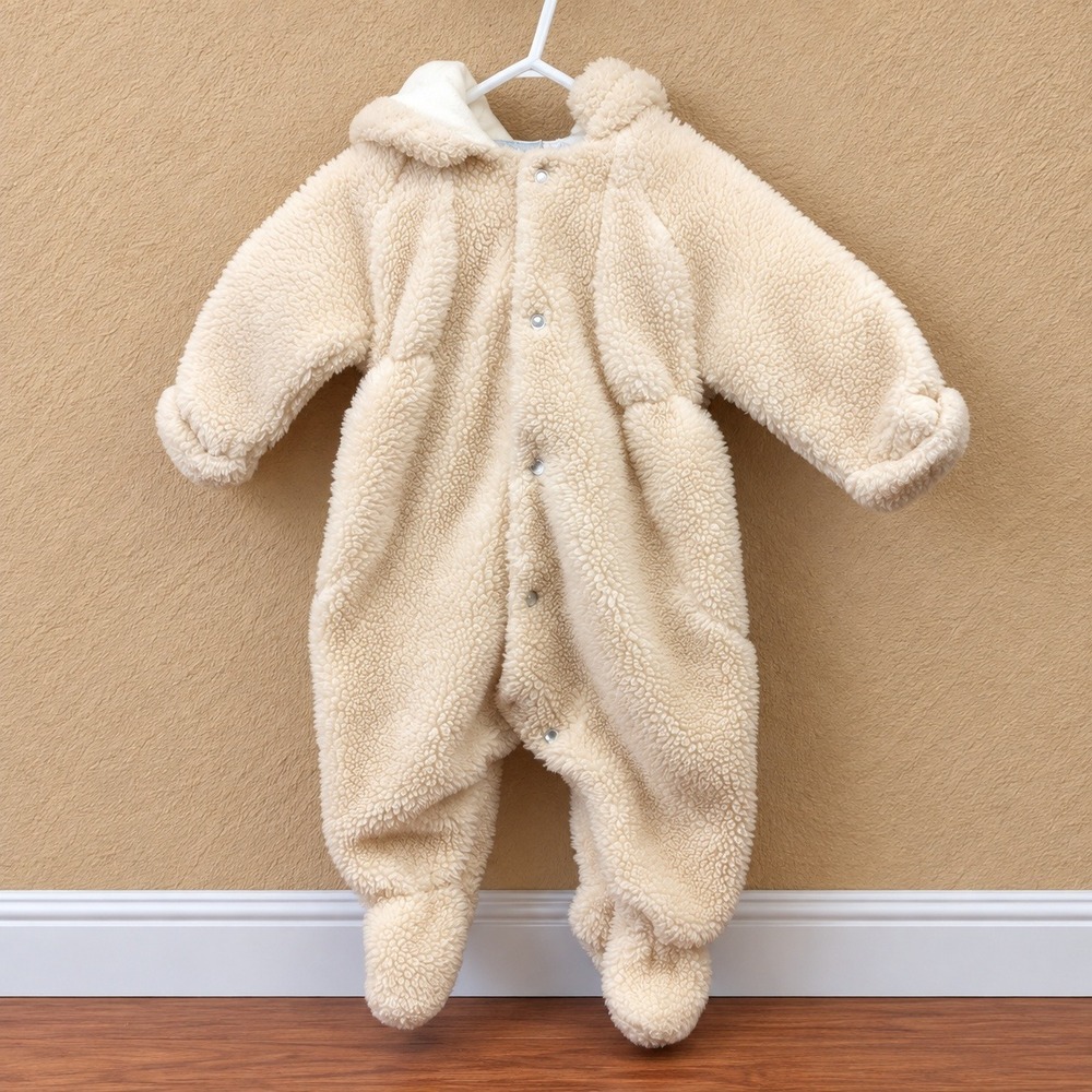 Tot Lines Vintage Baby Bunting Suit Sherpa Winter Jumpsuit Medium USA